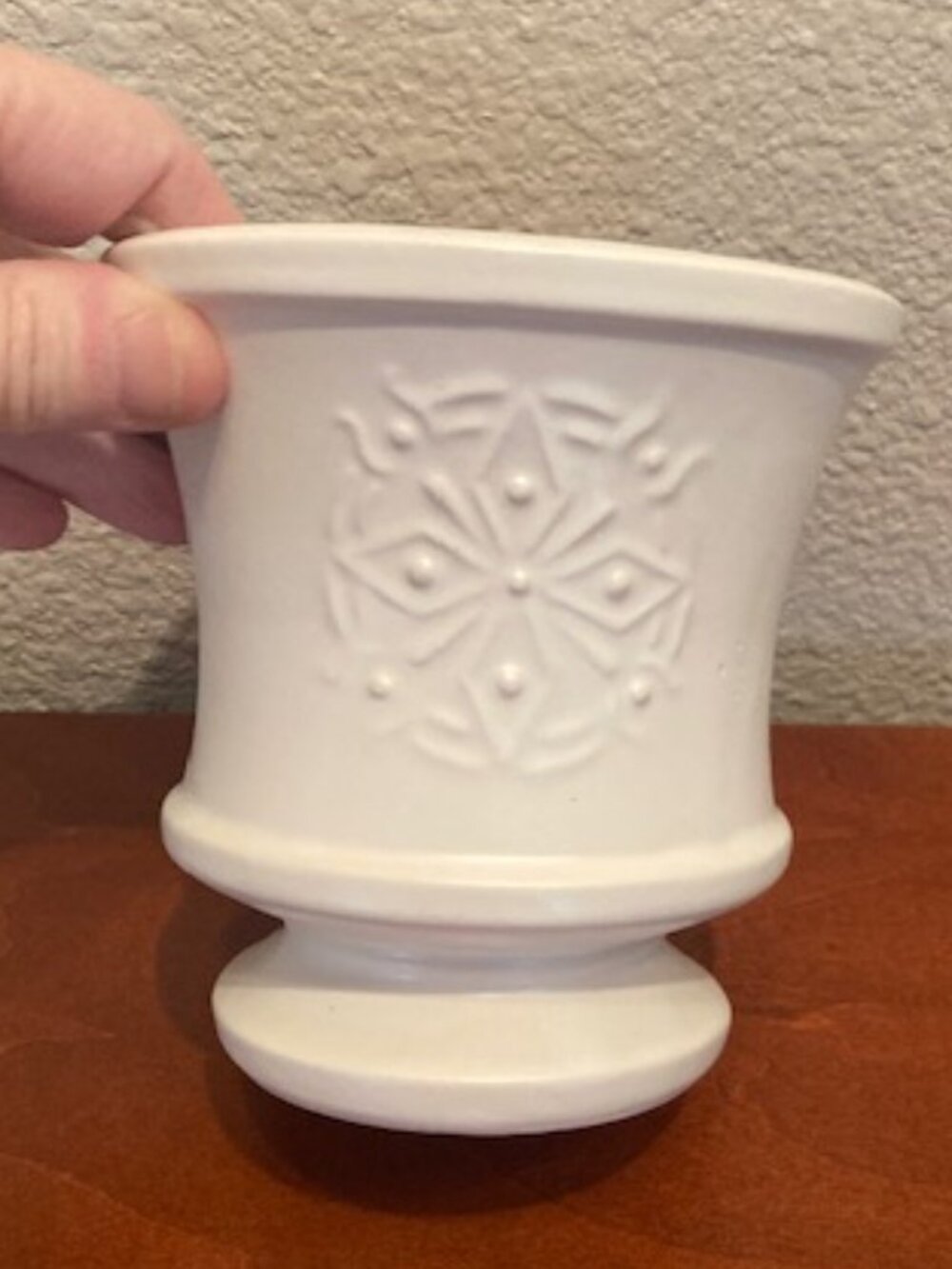 Vintage White McCoy USA Vase – Embossed Floral Pattern
